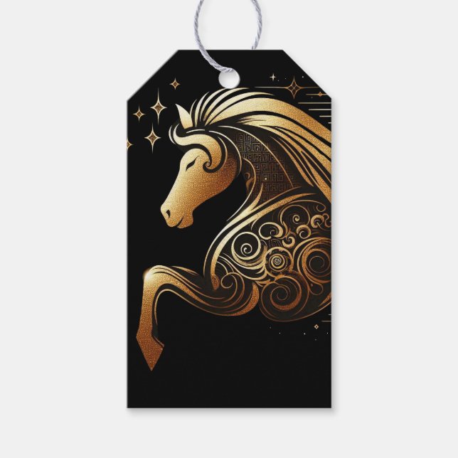 Stenbocken Zodiac Guld Häst Astrologi Presentetikett (Framsidan)
