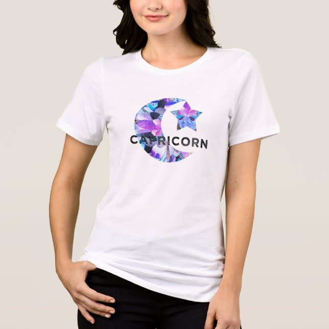 Stenbocken Zodiac Halvmåne Stjärna Collage Konst T Shirt (Framsida)