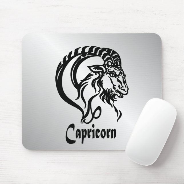 Stenbocken Zodiac-tecken och symbol Silver Musmatta (Med mus)