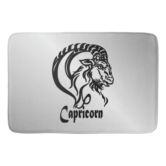 Stenbocken Zodiakens tecken och symbol silver Badrumsmatta (Framsidan)