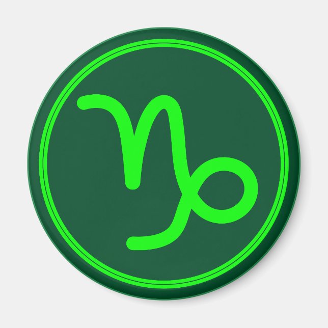 Stenbocken Zodiakssymbol Grön Kontrast Magnet (Framsidan)