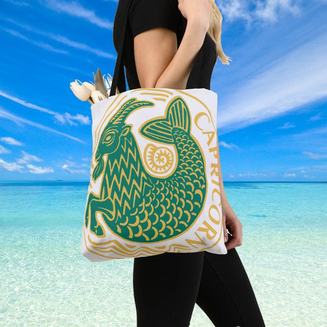 Stenbocken Zodiakstecken på en Tygkasse (Star sign Capricorn on a shoulder bag)