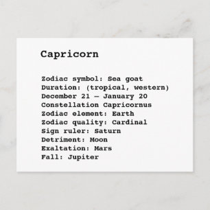 Stenbocken Zodiakus tecken Astrologi födelsedag Vykort