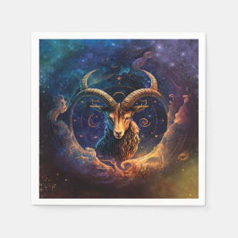 Stenbocken Zodiakustecken Vattenfärgdesign Pappersservett