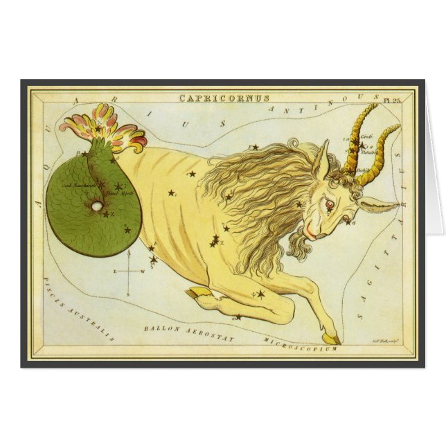 Stenbockens antika stjärnbild, Uranias spegel Hälsningskort (Framsidan Horizontal)