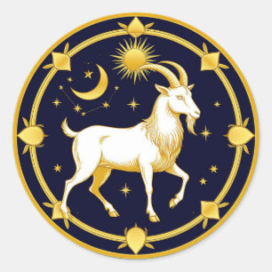 Stenbockens astrologiska symbol konst ♑✨ runt klistermärke
