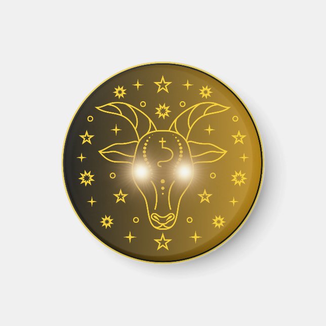 Stenbockens Zodiak-emblem | Minimalt Celest Symbol Magnet (Framsidan)