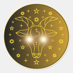 Stenbockens Zodiak-emblem Minimalt Celest Symbol Runt Klistermärke