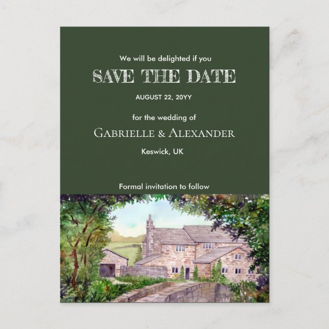 Stenbro Målning Bröllop Spara Datum Meddelande Vykort (Framsida)