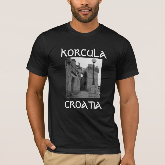 Stenbyggnader i Korcula Tröja (Framsida)