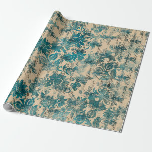 Stencialblommor, bin och skrivning på tenn presentpapper