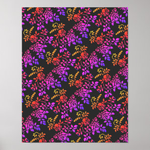 Stencied Ro Flowers Abstrakt Färg Design Poster