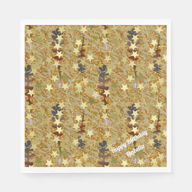 Stencil Art Abstract Sparkle Glitzy Birthday Party Pappersservett (Framsidan)