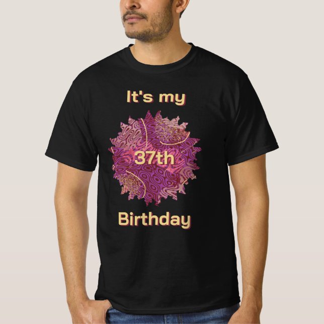 Stencil Art It's My Birthday Choose Your Age T Shirt (Framsida)