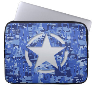 Stencil Graphic Decal Navy Blue Camo Laptop Sleeve