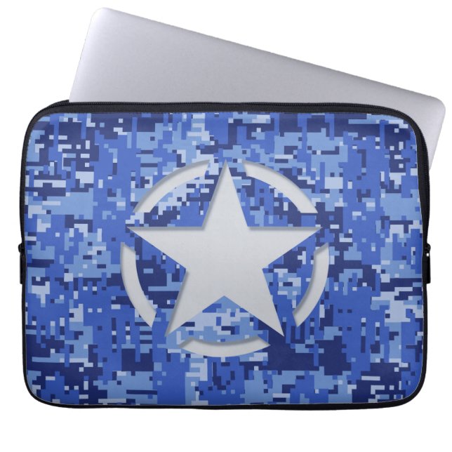 Stencil Graphic Decal Navy Blue Camo Laptop Sleeve (Framsidan)