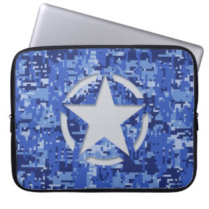 Stencil Graphic Decal Navy Blue Camo Laptop Sleeve