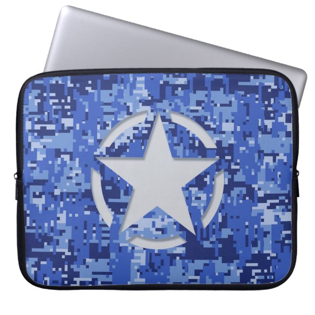 Stencil Graphic Decal Navy Blue Camo Laptop Sleeve (Framsidan)