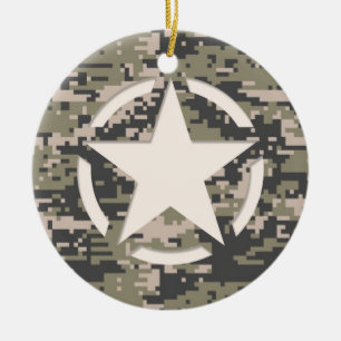 Stencil Märkre Decal Stil Khaki Camouflage Julgransprydnad Keramik