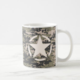 Stencil Märkre Decal Stil Khaki Camouflage Kaffemugg