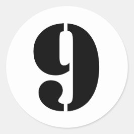 Stencil nummer 9 Nio White Runt Klistermärke