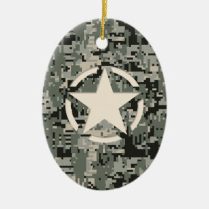 Stencil om digitalkamouflage julgransprydnad keramik
