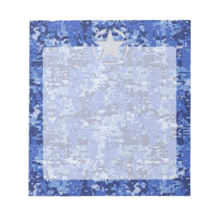 Stencil Retro Navy Blue Camouflage Anteckningsblock