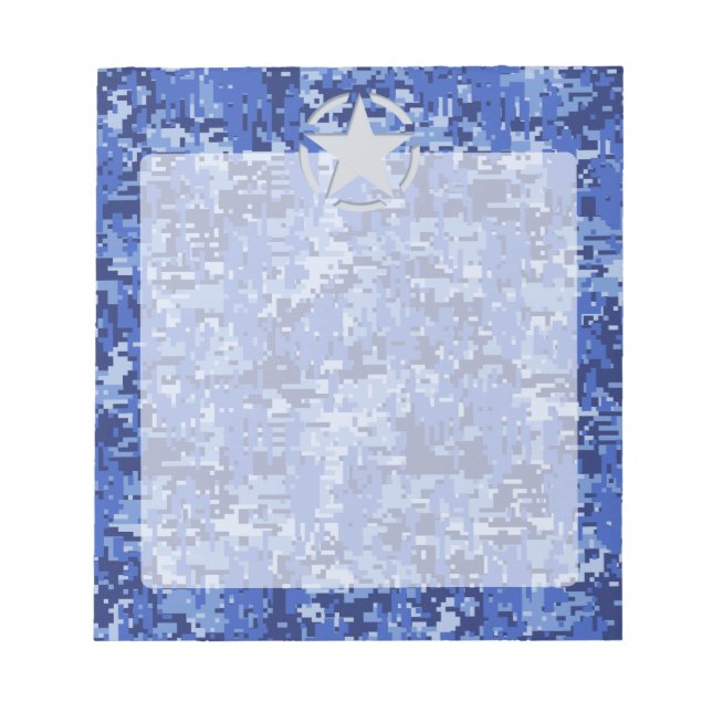 Stencil Retro Navy Blue Camouflage Anteckningsblock (Framsida)