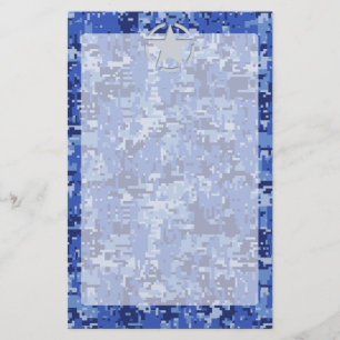 Stencil Retro Navy Blue Camouflage Brevpapper