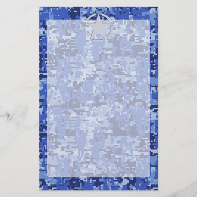 Stencil Retro Navy Blue Camouflage Brevpapper (Framsida)