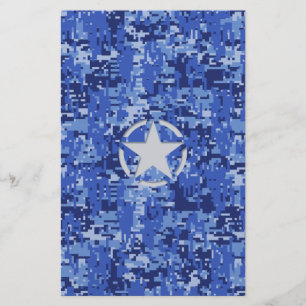 Stencil Retro Navy Blue Camouflage Brevpapper