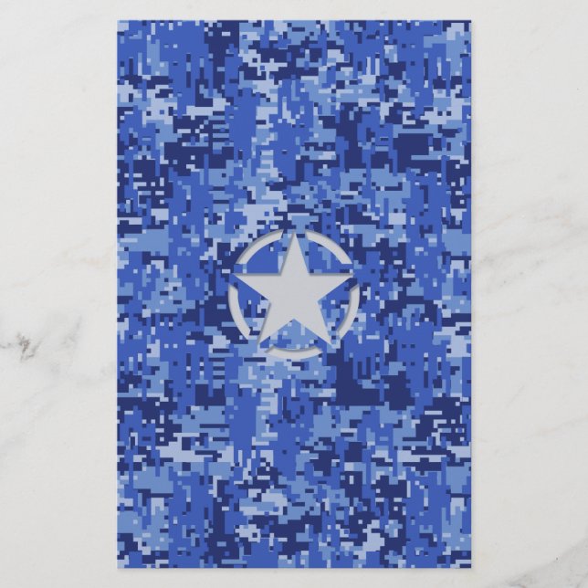 Stencil Retro Navy Blue Camouflage Brevpapper (Framsida)