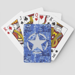 Stencil Retro Navy Blue Camouflage Casinokort