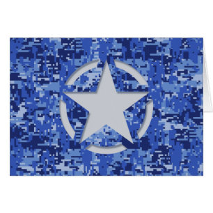 Stencil Retro Navy Blue Camouflage Hälsningskort