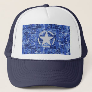 Stencil Retro Navy Blue Camouflage Keps
