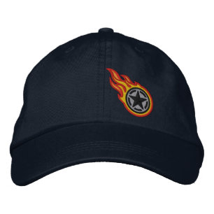Stencil Retro Tävla Flames Bullet Embroidery Broderad Keps