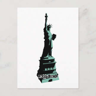Stencil Statue Liberty Grönt Vykort