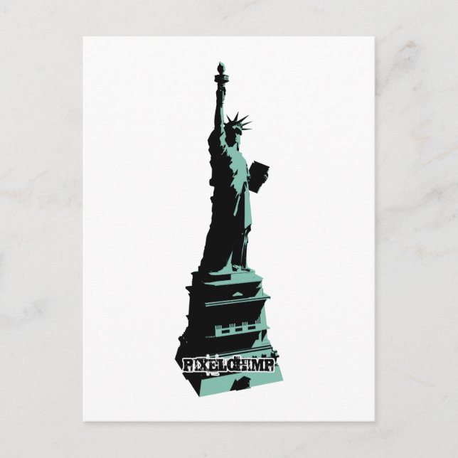 Stencil Statue Liberty Grönt Vykort (Framsida)