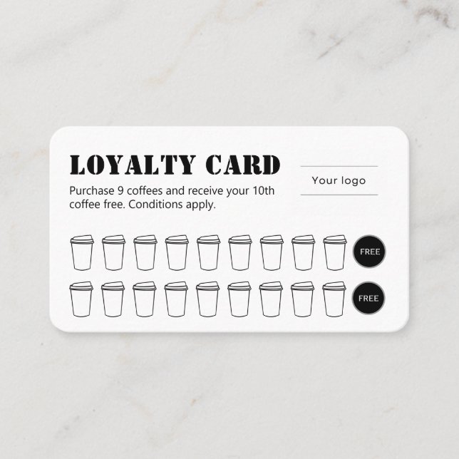 Stencil Typography Coffee Loyalty Card Lojalitetskort (Framsida)