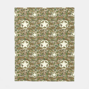 Stencil Vintage Decal on Camouflage Färg Fleecefilt