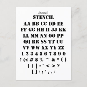 Stencil - Zazzle Font Sampler Lakan Vykort