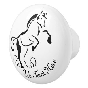 Stenciled Black Horse Rearing med dammsvullnar Knopp