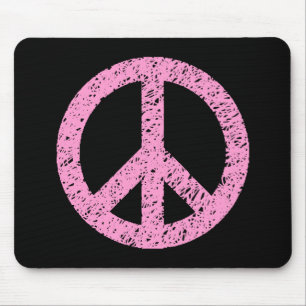 Stenciled Peace Symbol - Rosa på Black Musmatta