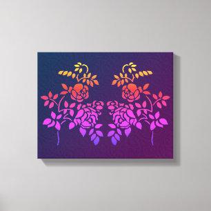 Stenciled Ro Flowers Abstrakt Färg Canvastryck