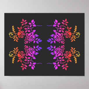 Stenciled Ro Flowers Abstrakt Färg Poster