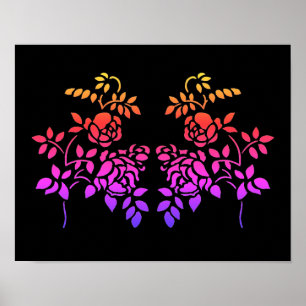 Stenciled Ro Flowers Abstrakt Färg Poster
