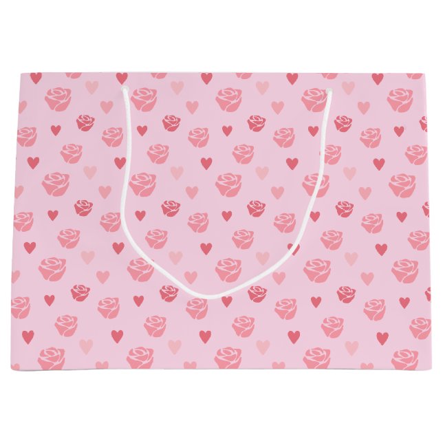 Stenciled Rosa ros och Hearts Patterned (Framsidan)
