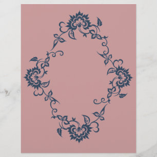 Stencilerad blomdesign Plommonblå scrapbookpapper