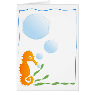 Stencilerad Seahorse Hälsningskort