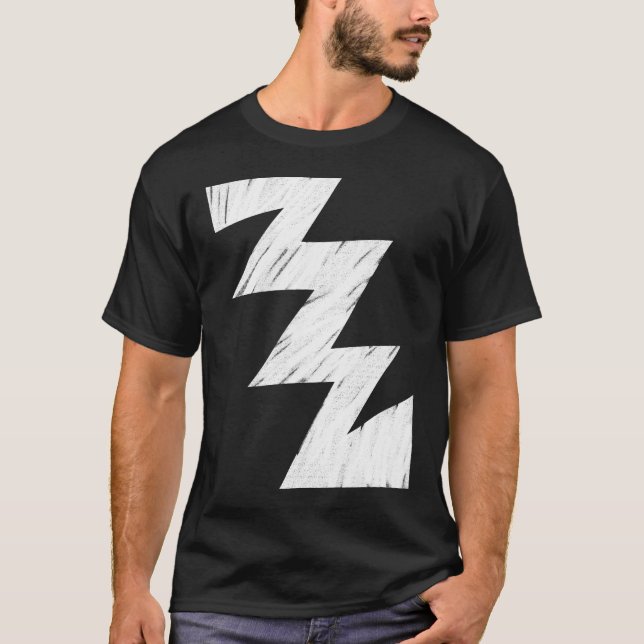 Stencilerad sicksack - vit t shirt (Framsida)